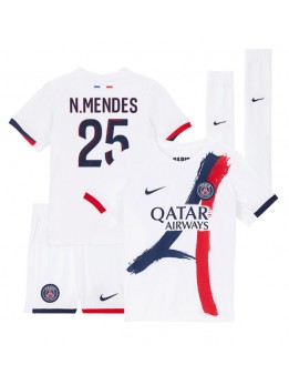 Paris Saint-Germain Nuno Mendes #25 Replika Borta Kläder Barn 2024-25 Kortärmad (+ byxor)